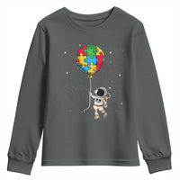 Autism Awareness Astronaut Youth Sweatshirt Puzzle Pieces Balloon Space Autistic