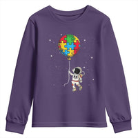 Autism Awareness Astronaut Youth Sweatshirt Puzzle Pieces Balloon Space Autistic