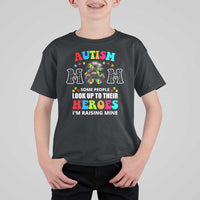 Autism Mom T Shirt For Kid Raising Hero Messy Bun Autism Awareness