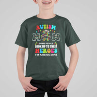 Autism Mom T Shirt For Kid Raising Hero Messy Bun Autism Awareness