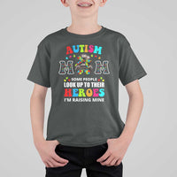 Autism Mom T Shirt For Kid Raising Hero Messy Bun Autism Awareness