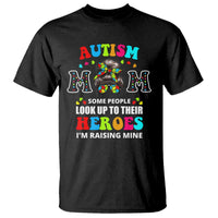 Autism Mom T Shirt Raising Hero Messy Bun Autism Awareness
