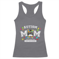 Autism Mom Racerback Tank Top Much Stronger Messy Bun ASD Autism Awareness