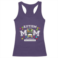 Autism Mom Racerback Tank Top Much Stronger Messy Bun ASD Autism Awareness