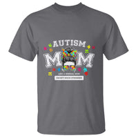 Autism Mom T Shirt Much Stronger Messy Bun ASD Autism Awareness