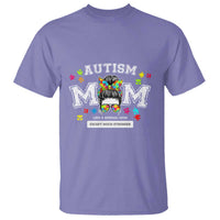 Autism Mom T Shirt Much Stronger Messy Bun ASD Autism Awareness