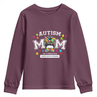Autism Mom Youth Sweatshirt Much Stronger Messy Bun ASD Autism Awareness
