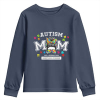 Autism Mom Youth Sweatshirt Much Stronger Messy Bun ASD Autism Awareness