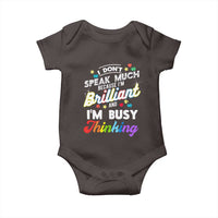 Autism Awareness Baby Onesie I Dont Speak Much Brilliant ASD Autistic Pride