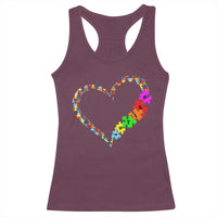 Autism Awareness Love Heart Puzzle Piece Racerback Tank Top