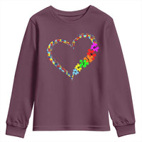 Autism Awareness Love Heart Puzzle Piece Youth Sweatshirt