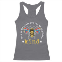 Autism Awareness Racerback Tank Top In A World Where You Can Be Anything Bee Kind Puzzle Pieces