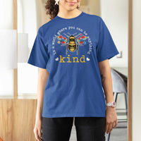 Autism Awareness T Shirt For Women In A World Where You Can Be Anything Bee Kind Puzzle Pieces