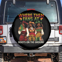 Where Them Fans At Boots On The Ground Spare Tire Cover Black African American Cowgirl Western Country Rodeo - Wonder Print Shop