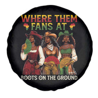 Where Them Fans At Boots On The Ground Spare Tire Cover Black African American Cowgirl Western Country Rodeo - Wonder Print Shop