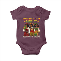 Where Them Fans At Boots On The Ground Baby Onesie Black African American Cowgirl Western Country Rodeo - Wonder Print Shop
