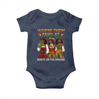 Where Them Fans At Boots On The Ground Baby Onesie Black African American Cowgirl Western Country Rodeo - Wonder Print Shop