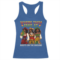 Where Them Fans At Boots On The Ground Racerback Tank Top Black African American Cowgirl Western Country Rodeo - Wonder Print Shop