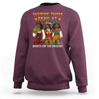 Where Them Fans At Boots On The Ground Sweatshirt Black African American Cowgirl Western Country Rodeo - Wonder Print Shop