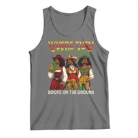 Where Them Fans At Boots On The Ground Tank Top Black African American Cowgirl Western Country Rodeo - Wonder Print Shop