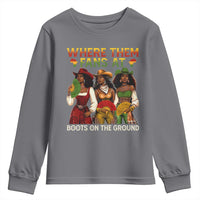 Where Them Fans At Boots On The Ground Youth Sweatshirt Black African American Cowgirl Western Country Rodeo - Wonder Print Shop