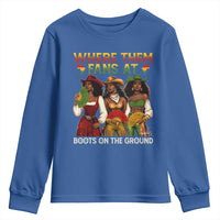 Where Them Fans At Boots On The Ground Youth Sweatshirt Black African American Cowgirl Western Country Rodeo - Wonder Print Shop