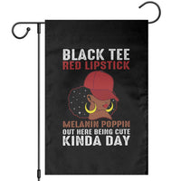 Funny African American Afro Queen Garden Flag Black Tee Red Lipstick Melanin Poppin Out Here Being Cute - Wonder Print Shop