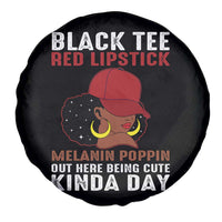 Funny African American Afro Queen Spare Tire Cover Black Tee Red Lipstick Melanin Poppin Out Here Being Cute - Wonder Print Shop