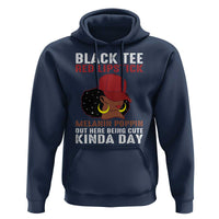 Funny African American Afro Queen Hoodie Black Tee Red Lipstick Melanin Poppin Out Here Being Cute - Wonder Print Shop
