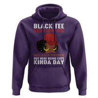 Funny African American Afro Queen Hoodie Black Tee Red Lipstick Melanin Poppin Out Here Being Cute - Wonder Print Shop