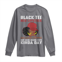 Funny African American Afro Queen Long Sleeve Shirt Black Tee Red Lipstick Melanin Poppin Out Here Being Cute - Wonder Print Shop