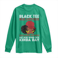 Funny African American Afro Queen Long Sleeve Shirt Black Tee Red Lipstick Melanin Poppin Out Here Being Cute - Wonder Print Shop