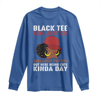 Funny African American Afro Queen Long Sleeve Shirt Black Tee Red Lipstick Melanin Poppin Out Here Being Cute - Wonder Print Shop