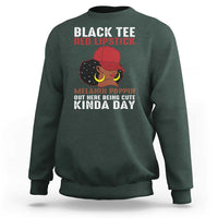 Funny African American Afro Queen Sweatshirt Black Tee Red Lipstick Melanin Poppin Out Here Being Cute - Wonder Print Shop