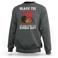Funny African American Afro Queen Sweatshirt Black Tee Red Lipstick Melanin Poppin Out Here Being Cute - Wonder Print Shop