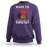 Funny African American Afro Queen Sweatshirt Black Tee Red Lipstick Melanin Poppin Out Here Being Cute - Wonder Print Shop