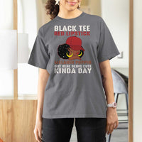 Funny African American Afro Queen T Shirt For Women Black Tee Red Lipstick Melanin Poppin Out Here Being Cute - Wonder Print Shop