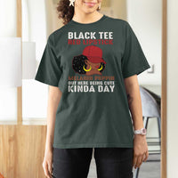 Funny African American Afro Queen T Shirt For Women Black Tee Red Lipstick Melanin Poppin Out Here Being Cute - Wonder Print Shop