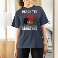 Funny African American Afro Queen T Shirt For Women Black Tee Red Lipstick Melanin Poppin Out Here Being Cute - Wonder Print Shop
