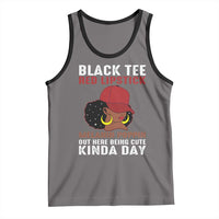 Funny African American Afro Queen Tank Top Black Tee Red Lipstick Melanin Poppin Out Here Being Cute - Wonder Print Shop
