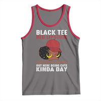 Funny African American Afro Queen Tank Top Black Tee Red Lipstick Melanin Poppin Out Here Being Cute - Wonder Print Shop