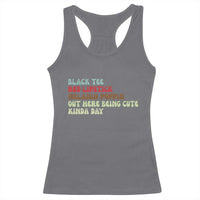 Melanin Poppin Black Girl Pride Racerback Tank Top Funny Juneteenth Saying Afro Black Women Queen