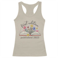 First Edition Published 2025 Racerback Tank Top Littlest Bookworm Funny Annoucement Baby Shower