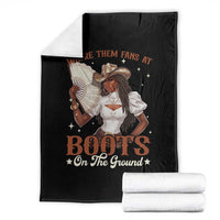 Black Cowgirl Throw Blanket Where Them Fans At Boots On The Ground - Wonder Print Shop