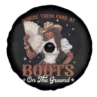 Black Cowgirl Spare Tire Cover Where Them Fans At Boots On The Ground - Wonder Print Shop