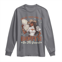 Black Cowgirl Long Sleeve Shirt Where Them Fans At Boots On The Ground - Wonder Print Shop