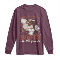 Black Cowgirl Long Sleeve Shirt Where Them Fans At Boots On The Ground - Wonder Print Shop