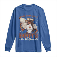 Black Cowgirl Long Sleeve Shirt Where Them Fans At Boots On The Ground - Wonder Print Shop