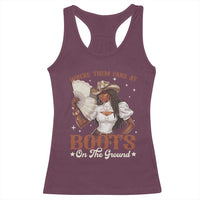 Black Cowgirl Racerback Tank Top Where Them Fans At Boots On The Ground - Wonder Print Shop