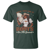 Black Cowgirl T Shirt Where Them Fans At Boots On The Ground - Wonder Print Shop